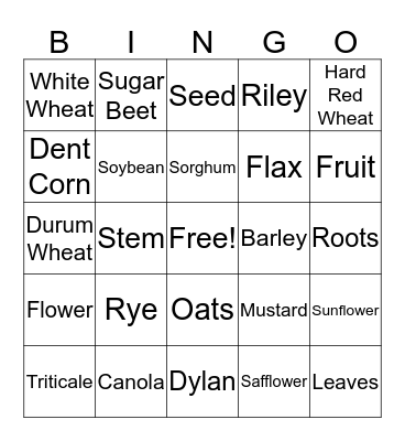 Plant/Seed Bingo Card