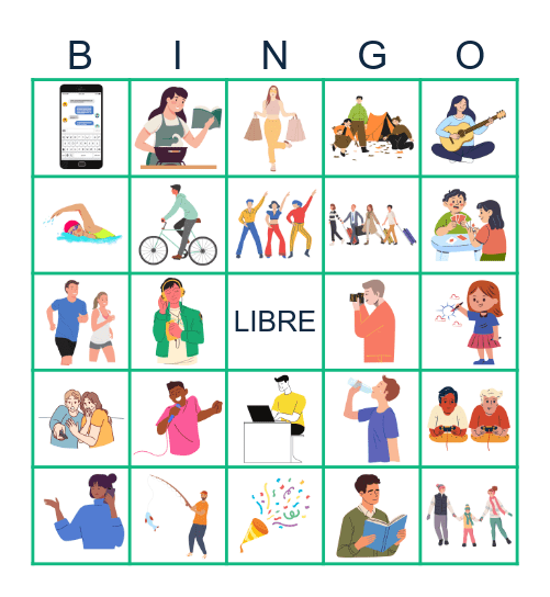 El tiempo libre y los pasatiempos Bingo Card