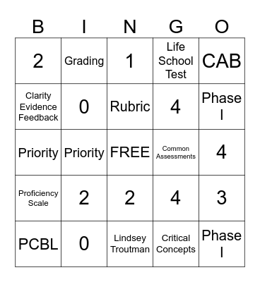 PCBL BINGO Card