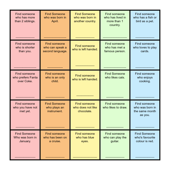 Find Someone Who... Bingo Card