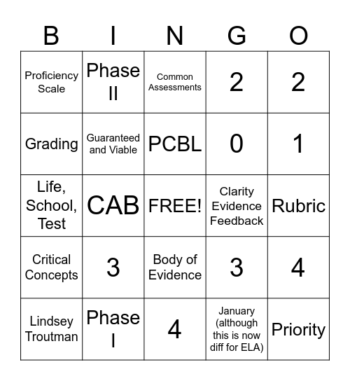 PCBL BINGO Card