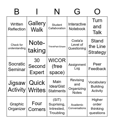 WICOR Bingo Card