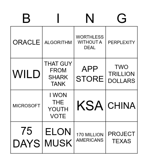 TT Bingo Card