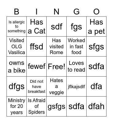 Untitled Bingo Card