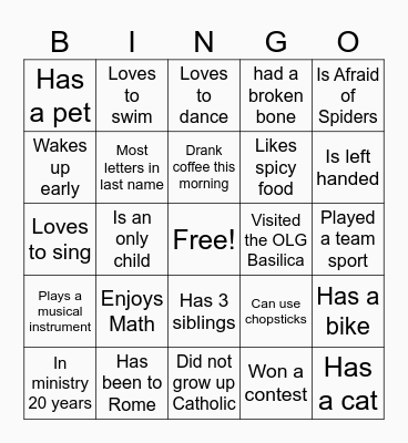 Human Bingo Card