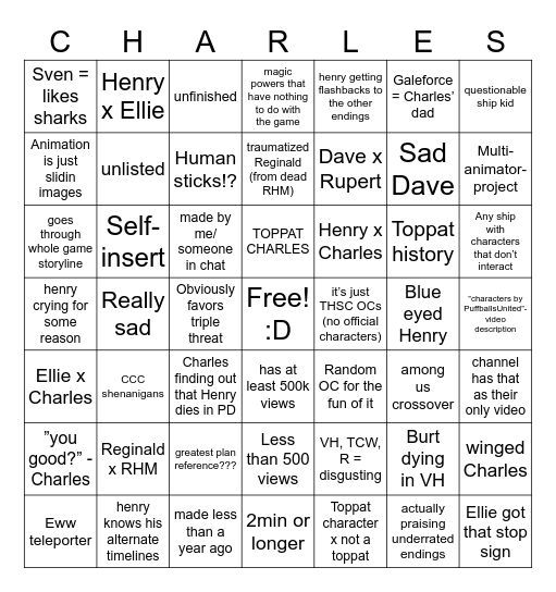 Henry stickmin animation meme bingo Card