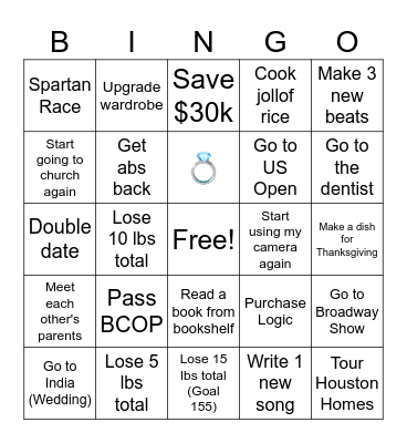 Vision Board 2025 Bingo Card