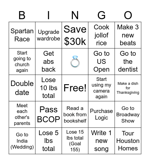 Vision Board 2025 Bingo Card
