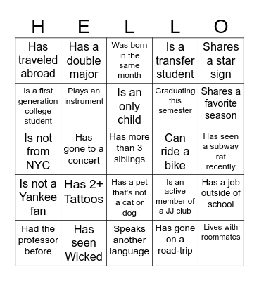 FIND SOMEONE WHO... Bingo Card