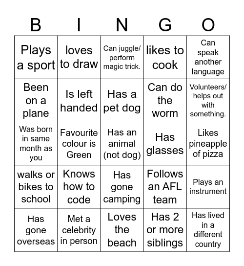 FIND SOMEONE WHO HAS Bingo Card