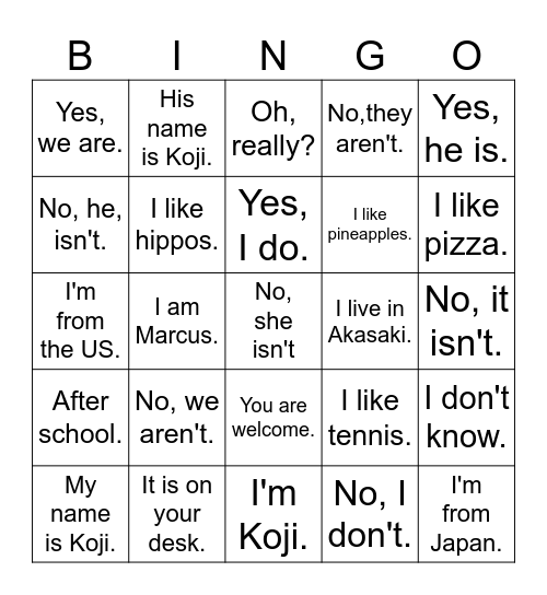 Mr. DK, Please Come Here! Bingo Card