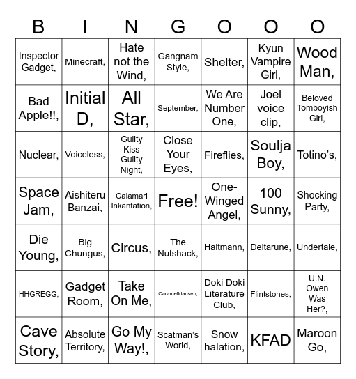 Gaming Bingo Card