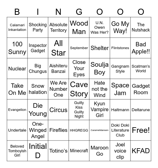 Gaming Bingo Card