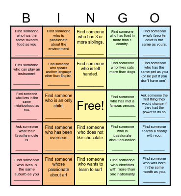 Find Someone Who... Bingo Card