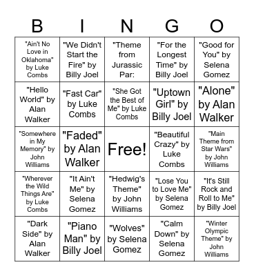 Blue & Yellow - Musician Research Bingo Card