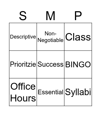 Time Management Bingo Card