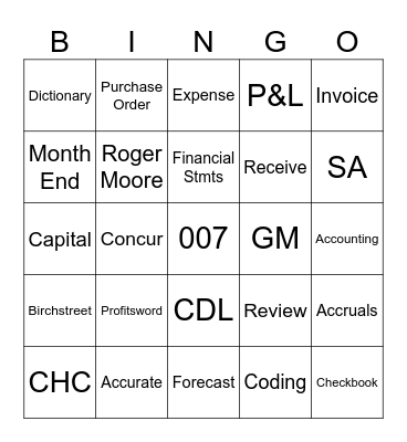 ACCOUNTING BINGO Card