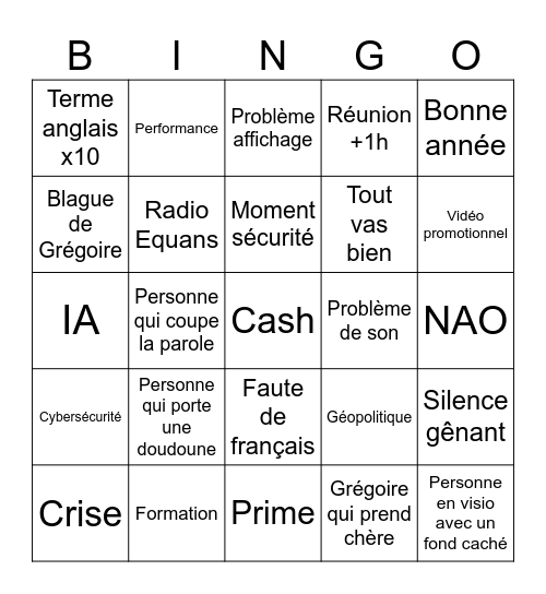 Pierro Bingo Card