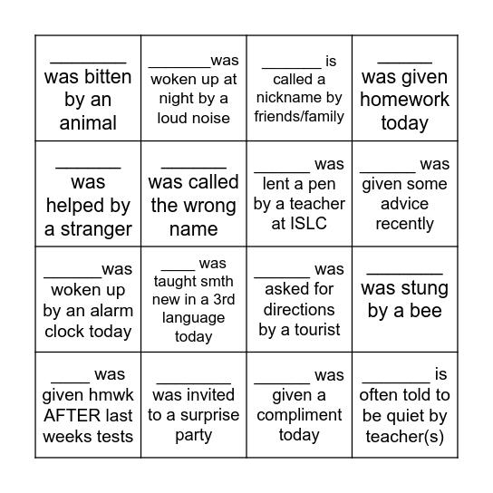 Passive BINGO! Bingo Card