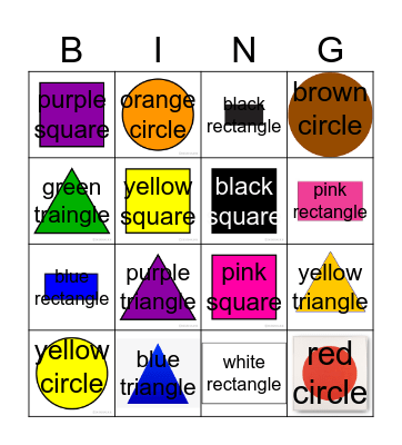 SHAPES Bingo Card