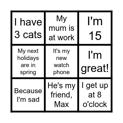 QUESTION WORDS Bingo Card