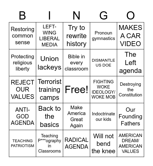 RYAN WALTER BINGO Card