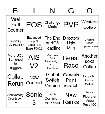 NGS Headline Jan 28 Bingo Card