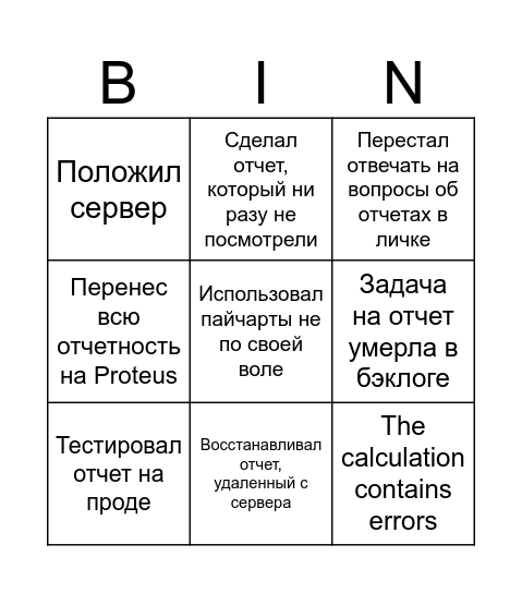 Да, былоTableau-бинго Bingo Card