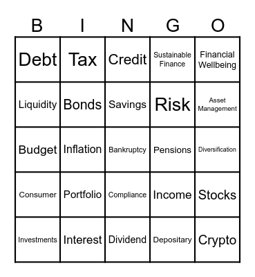 Irish Funds Financial Literacy TY Program Bingo Card