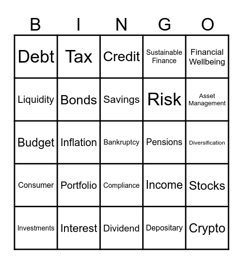 Irish Funds Financial Literacy TY Program Bingo Card