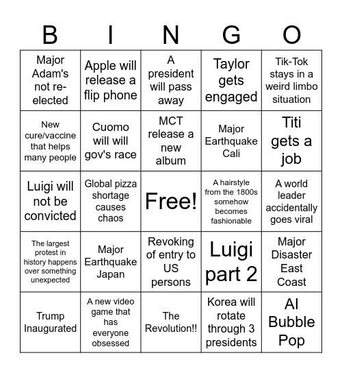 2025 Bingo Card