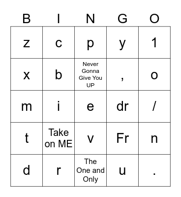 Play2Give Bingo Card