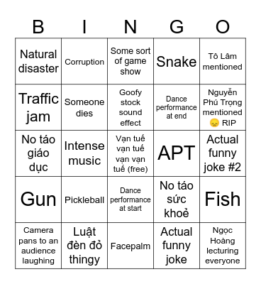 Táo quân 2024 Bingo Card