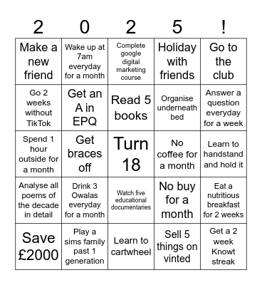 2025 Bingo Card