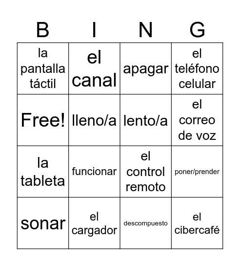 La Tecnología Bingo Card