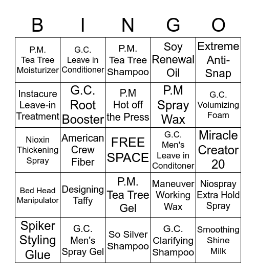 PRODUCT Bingo Card