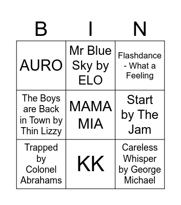 MUSICAL Bingo Card