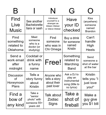 Kristin’s Bach BINGO Card