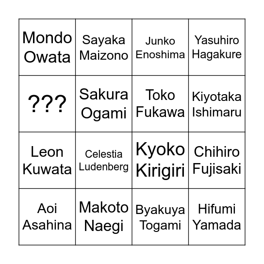 Trigger Happy Havoc Bingo Card