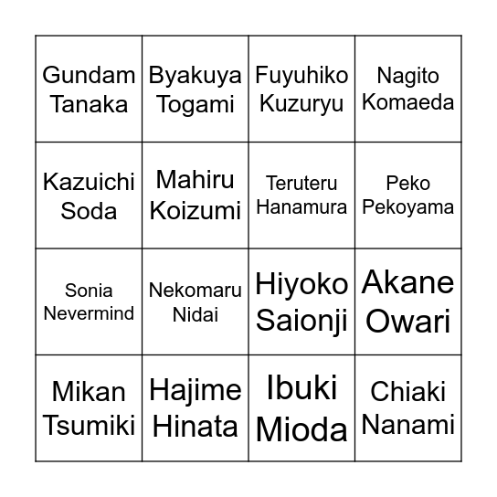 Goodbye Despair Bingo Card