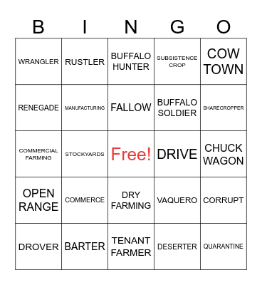 VOCABULARY BINGO Card