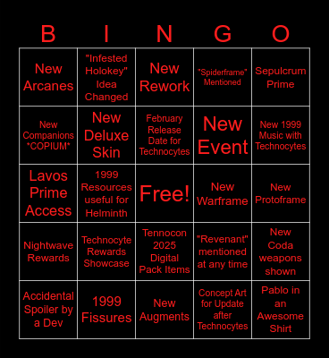 Devstream 184 Bingo Card