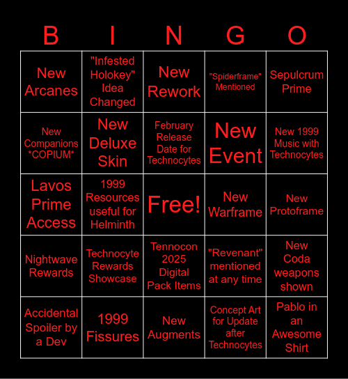 Devstream 184 Bingo Card