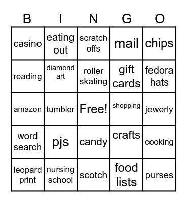 Louise's Celebration Bingo Card