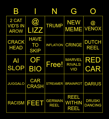 REELS BINGO Card