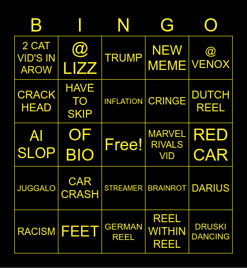 REELS BINGO Card