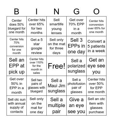 Optical Bingo Card