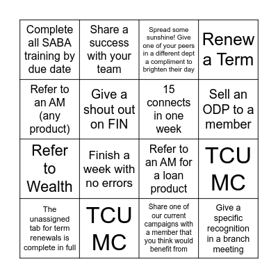 Fabulous February Bingo Card