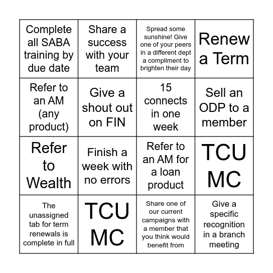 Fabulous February Bingo Card