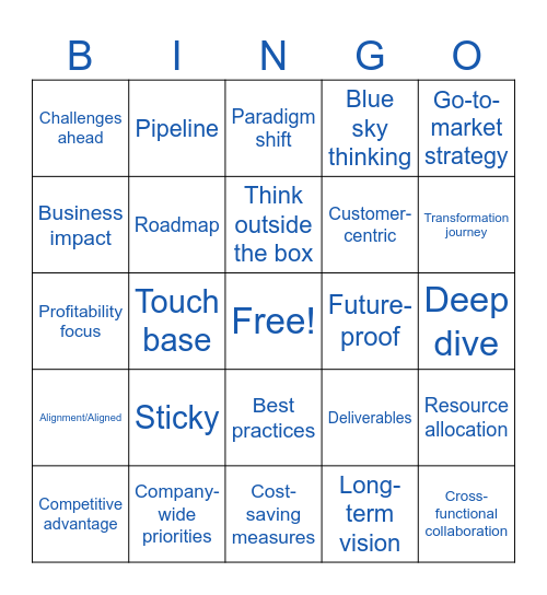 Corporate Lingo Bingo Card